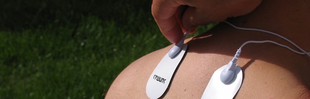 Muskelstimulering elektrodplacering, ryggont. Muskelstimulator vid ryggont.